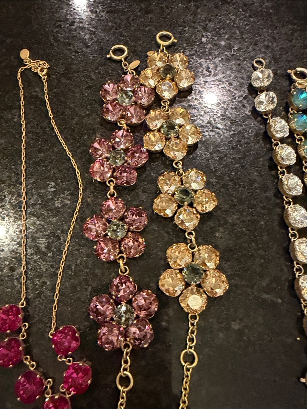 Gold-Tone Multicolor Crystal Bracelet - Pink, Blue, Green, Red, Purple Options - Picture 4 of 6
